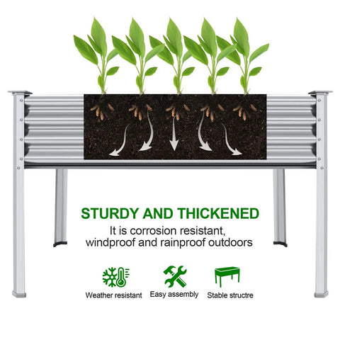 Galvanized Raised Garden Bed With Legs 48 By 24 By 32 Inch Elevated Planter Box With Drainage Holes Easy Assembly Heavy Duty