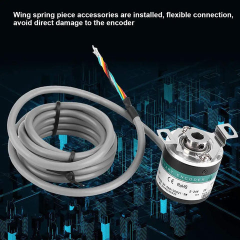 Tough As Nails Rotary Encoder With Hollow Shaft And Three Phase Output 5V And 24V Power Ready High Precision Industrial Sensor with cable