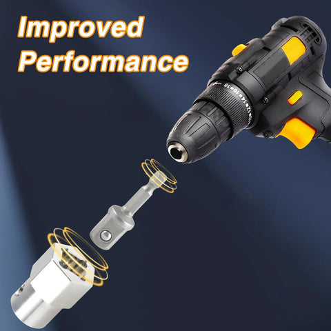 EVRBUL cordless drill adapter for trailer jack crank; stainless steel, top-wind, 1/2-inch socket bit.