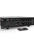 Front view of Beefy Bluetooth PA Mixing Amplifier 500W For Home Audio And Karaoke, Rack Mount Stereo Power Amp With Digital LED Display, USB, AUX, Mic Input, Optical And Coaxial