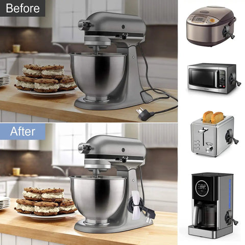 Comparison of kitchen mixer with and without Six Pack Cord Wrappers For Kitchen Appliances Upgrade Set Stick On Cable Organizer