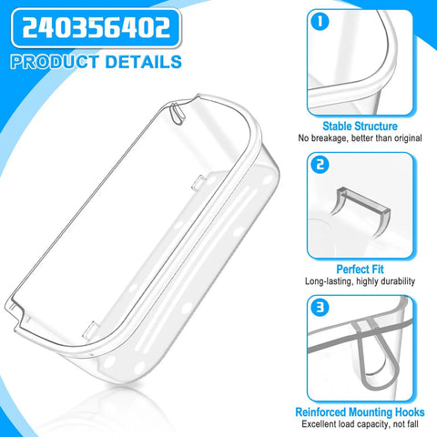 2 Pack Beefed Up Refrigerator Door Bin Replacement for Side By Side Models with durable structure and reinforced hooks