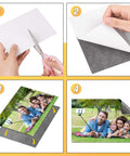 8 By 10 Inch Magnetic Sheets With Adhesive Backing 10 Pack shown in use for crafts and photos, cuttable for DIY projects, strong hold on metal surfaces