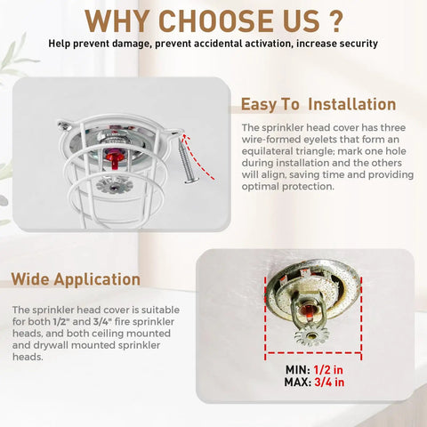 Eight Pack White Fire Sprinkler Head Guard Covers Badass Durable Protection For One Half And Three Quarter Inch Heads installed over sprinkler head