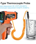 Non Contact Infrared Thermometer Gun With Color LCD And Laser, Dual Temperature Modes For Surface And Ambient Readings shown