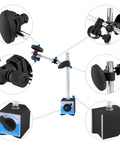 Dial Indicator With Magnetic Base 0 To 1.0 Inch Range 0.001 Inch Precision Long Arm With Fine Adjustment Universal Rotating Shaft
