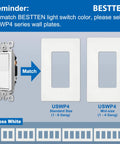 Three Way Decorator Light Switch White Finish 15 Amp 120 277 Volt Single Pole Or Three Way Rocker Paddle Wall Switch Easy Install On Off Interrupter UL Listed Certified with matching wall plates