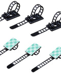 Close-up of 200 Piece Adhesive Nylon Cable Ties and Cord Clips Desk Wire Management Kit with reusable black zip ties and clips