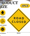 3 Pack Aluminum Road Closed Signs 24 Inch By 24 Inch Pro Grade Reflective Laminated Material With Pre Drilled Holes