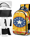 American Sunflower Flag Printed Unisex Backpack With Large Capacity, Durable Polyester Everyday Daypack features and design