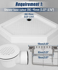 Slick Low Profile Side Outlet Shower Drain With Heavy Duty Perforated Strainer For Vanishing Tile Showers And Thin Flooring Hassle Free Setup Fits Standard One Inch Two Half Drain Lines Smooth Operation Guaranteed, shown with dimensions.