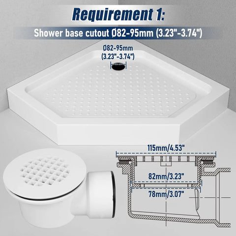 Slick Low Profile Side Outlet Shower Drain With Heavy Duty Perforated Strainer For Vanishing Tile Showers And Thin Flooring Hassle Free Setup Fits Standard One Inch Two Half Drain Lines Smooth Operation Guaranteed, shown with dimensions.