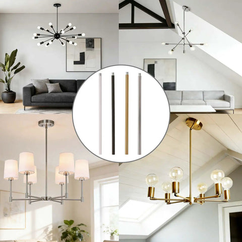 Dial In Your Perfect Drop Height Fast With These M10 Threaded Extension Rods Including Two Six And Twelve Inch Downrods Paired With A Sloped Ceiling Adapter So Pendants Or Chandeliers Look Legit And Level Over Island Setups.