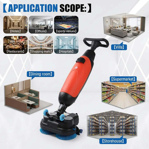 Lightweight Pro Grade Commercial Floor Scrubber With 360 Degree Rotating Head And Dual Brush System, application in various spaces