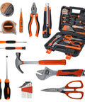 20 Piece Orange Home Tool Set With Ergonomic TPR Handles, Durable Chrome Plated Tools For DIY Home Repairs And Outdoor Projects, Includes Portable Storage Box, Perfect For DIYers Men Women And College Students