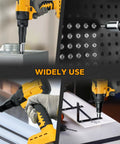 Brushless Cordless Rivet Gun Compatible With Dewalt 20V Max used for fastening on sheet metal, aluminum, and multiple surfaces.