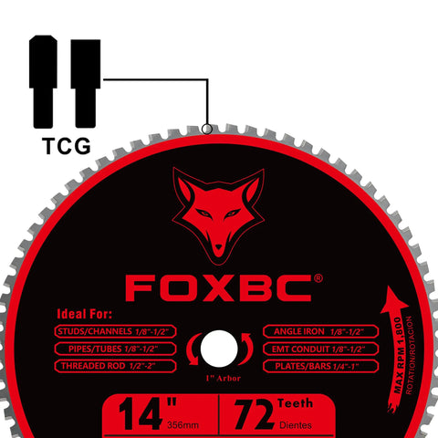 14 Inch Metal Cutting Saw Blade 72 Teeth For Chop Saws Cermet Carbide Up To 5X Longer Life 0.095 Inch Kerf 1 Inch Arbor