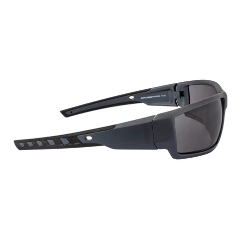 Crossfire Cumulus Premium Safety Eyewear With Aluminum Gray Frame And Smoke Lenses For Unisex Comfy All Day Fit Soft Rubber Nose Piece