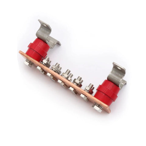 Wall Mounted Copper Ground Bar Kit With Ten Terminal Positions For Quick Multi Point Grounding, Heavy Duty Copper Busbar Measures 0.24 By 1.97 By 7.87 Inches