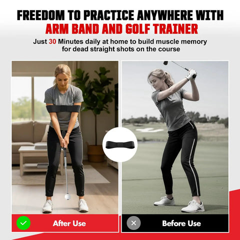 Tempo Stick Golf For Right Hand Retractable Swing Trainer With Arm Band Indoor Outdoor Practice comparison before after use