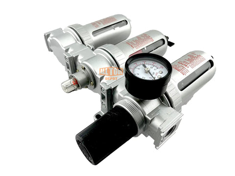 Half Inch NPT Mid Flow Three Stage Pro Grade Combo Water Filter Pressure Regulator Coalescing Filter Desiccant Dryer System