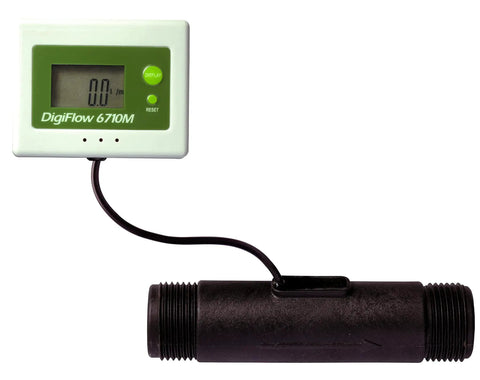 Easy Install 1-Inch NPT Flow Totalizer and Flow Rate Meter for Water Filters, digital display, black NPT connection, home filtration use