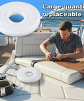 Pro Level Plastic Upholstery Tack Strips 2 Pack 21 Yards Marine Grade Waterproof Trim on boat during upholstery work.