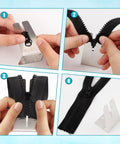Hands demonstrating use of Zipper Jig Tools Set Pro Grade Stainless Steel Quick Zipper Pull Tool With Sliders And Installation Jig