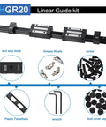 Premium 350mm Linear Guide Kit With Four Carriage Blocks And Four End Stops For DIY CNC Routers, components labeled