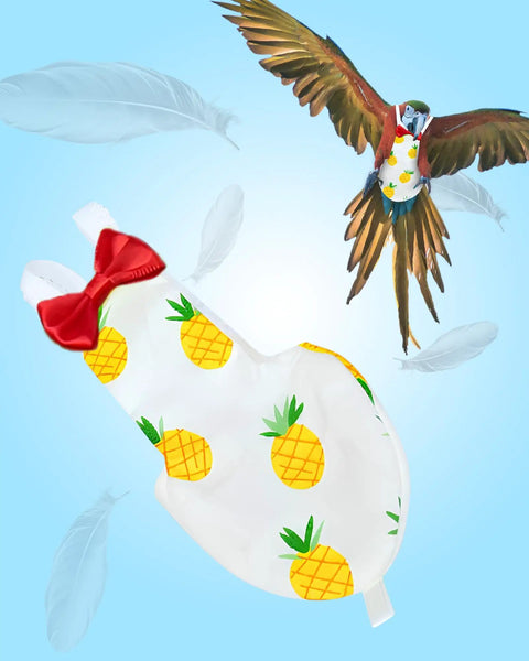 Bird wearing Two Pack Bird Diapers With 78 Inch Flying Leash Reusable Feather Friendly Fly Ready Flight Suit With Waterproof Inner Layer