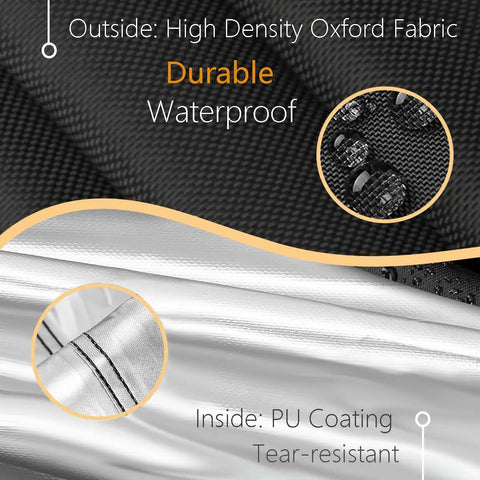 Close-up of Rugged Patio Egg Chair Cover with Zipper 420D Woven Polyester and PVC Coating showing waterproof fabric texture.