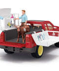 Farm Vet Playset With 29 Piece Veterinarian Figures Truck Cow Figurine And Accessories Kid Friendly 3 Plus Realistic Vet Hospital Role Play On The Farm For Fun featuring red truck with cow and vet figure in the open truck bed.