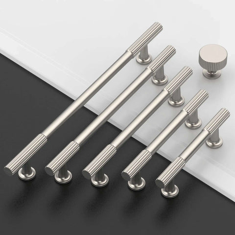 20 Pack Brushed Satin Nickel Cabinet Knobs And Pulls, 1 Inch Single-Hole Drawer Handles For Bathroom Cabinets, Modern Design