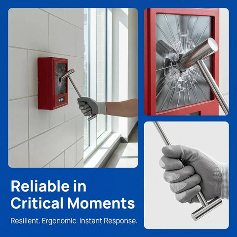 3 Pack Emergency Glass Breaker Hammers For Fire Alarm Call Points, iron construction, activating red alarm panel in building