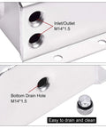 Heck Yes Solid Upgrade Aluminum Radiator Coolant Overflow Tank With Universal Recovery Reservoir showing M14 inlet and bottom drain hole.