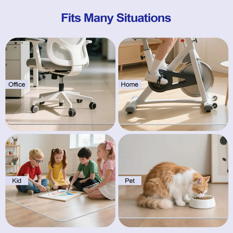 Clear Office Chair Mat For Hardwood Floors, 30 By 48 Inches, Heavy Duty PVC Floor Protector For Rolling Desk Chairs, in use