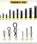 Carbon Steel Clevis Pin And R Clips Kit 100 Piece Assortment With 10 Sizes M5 M6 M8 M10 M12 Pin Dimensions Illustrated