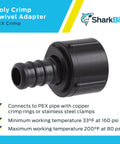Half Inch FNPT Poly Crimp Swivel Elbow Adapter Pack Of Five For PEX And PE RT Pipes No Fuss Quick Connect Plumbing Fittings For Potable Water And Radiant Heating black PEX crimp swivel adapter