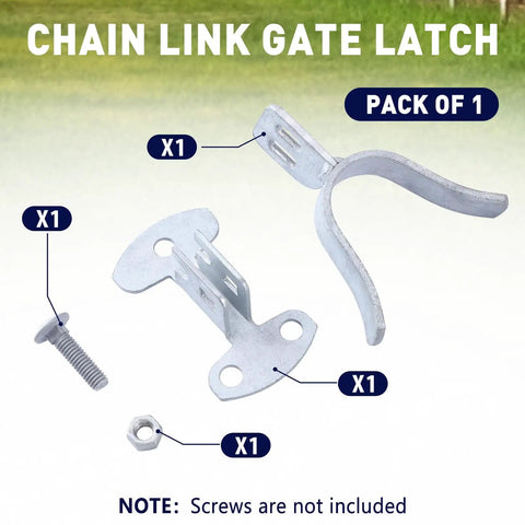 1-3/8 Inch Chain Link Fence Gate Latch Wall Mount Flat Back Metal Gate Fork Latch Hardware With Lag Bolt For Fence Gate Frames Easily Mounts To Post Or Wall Durable And Easy To Install.