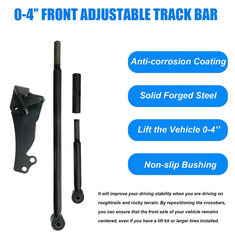 0-4 Inch Front Track Bar For Dodge Ram 1500 2500 3500 4WD With Relocation Bracket adjustable black steel bar