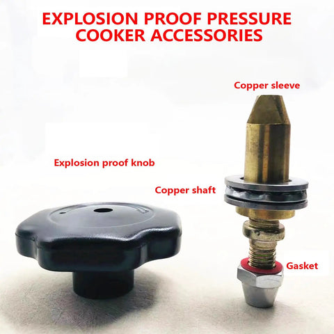 Adjustable Pressure Cooker Knob Replacement For Easy Pressure Release, showing explosion proof knob with copper shaft and sleeve