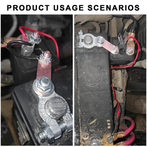 Wireless Remote Battery Disconnect Switch 12V Top Post Negative Kill Switch 200A Automotive Power Cutoff wiring installed on a battery.