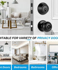 4 Pack Front Door Lock Set in Matte Black With Deadbolt and Door Knob, Keyed Alike Single Cylinder Lockset shown in various home settings