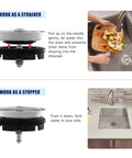 Diagram of All In One Kitchen Sink Strainer And Stopper For Standard 3.5 Inch Drain Fits Garbage Disposal Durable 304 Stainless Steel