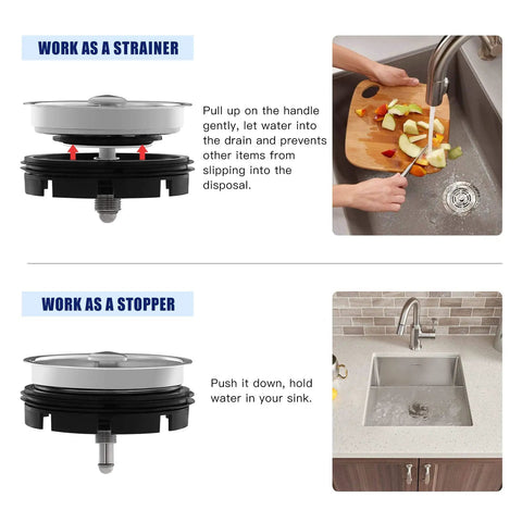 Diagram of All In One Kitchen Sink Strainer And Stopper For Standard 3.5 Inch Drain Fits Garbage Disposal Durable 304 Stainless Steel