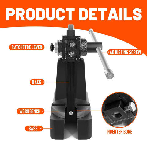 Tough As Nails 3 Ton Arbor Press Heavy Duty Cast Iron Manual Shop Press With Adjustable Lever 12 Inch Workspace front view showing parts.