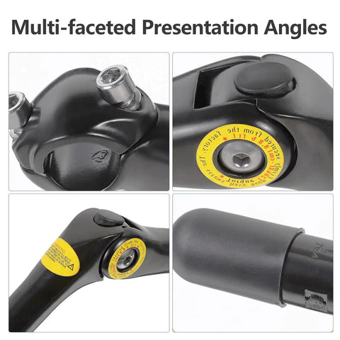 Beefy Black Adjustable Quill Stem 25.4mm Clamp Aluminum Alloy Bike Stem With 180mm Reach And 110mm Extension, detailed angle view