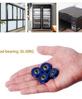 U-Groove POM Pulley Set Of 4, 5Mm Bore, 25Mm OD, Heavy Duty Track Roller For CNC And 3D Printer Motion, Rock-Solid, Low Friction Rotation, 30Kg Load Capacity, Ready For Easy Shaft Mount. Blue POM pulleys in hand