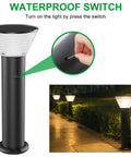 Solar Post Lights Outdoor 23.6 Inch with Waterproof Switch and Night View on Pathway