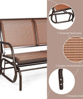 Two Person Swing Glider Chair 48 Inch Cozy Patio Bench For Outdoor And Indoor Use Steel Rocking Loveseat In Brown